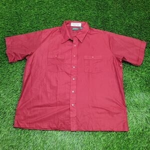 Vintage 90s Haband Textured Disco Button Shirt 2XL 26x29 Red